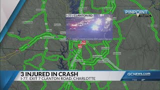 3 people seriously hurt in early-morning crash on I-77