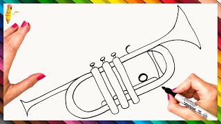 How To Draw A Trumpet Step By Step 🎺 Trumpet Drawing Easy