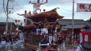 山直地区だんじり祭り 曳き出し 岡山町大西のやりまわし 岡山町交差点 2016.10.08