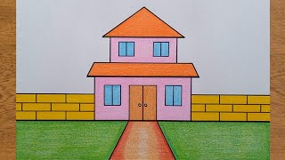 Drawing a Level House  🏠Very Easy🏠 Drawing a House
