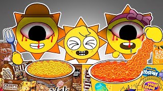 Incredibox Sprunki - Mr. Sun Family Horror Versions Convenience Store Food Mukbang Animation | ASMR