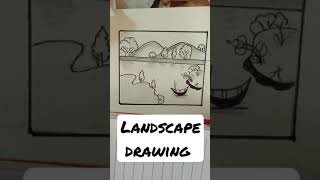 how to draw landscape easy scenery drawing with pencil tutorial,  nature drawing