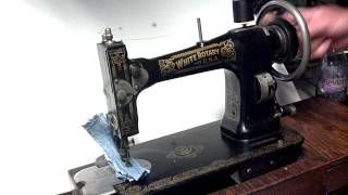 Antique 1913 Ornate White FR Rotary Treadle Sewing Machine FR2857886