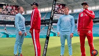 CANELO GOES FACE TO FACE WITH AVNI YILDIRIM FOR FIRST TIME IN MIAMI AHEAD OF FIGHT!