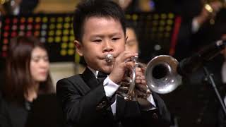 11 years old Maurice Mao of China plays cornet solo:\