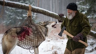 The kind old man rescued a mother wolf who was looking for food for a newborn wolf caught in a trap