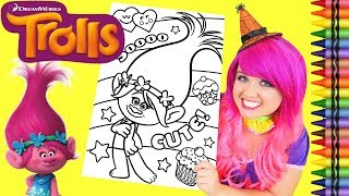 Coloring Trolls Poppy Rainbow GIANT Coloring Book Page Crayola Crayons | KiMMi THE CLOWN