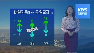 [날씨] 내일 큰 일교차 주의…밤부터 중부 비 / KBS뉴스(News)