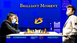 Intense moment Magnus Carlsen vs praggnanandhaa  | TATA STEEL CHESS