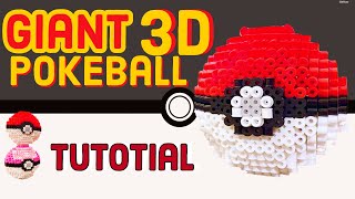 GIANT 3D Pokeball Pokemon Perler beads Tutorial | NO GLUE needed | 3D Perler