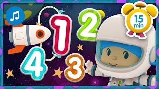 🔢🚀 LEARN Space NUMBERS + More Nursery Rhymes \u0026 Kids Songs [ 15 minutes ] | Pocoyo