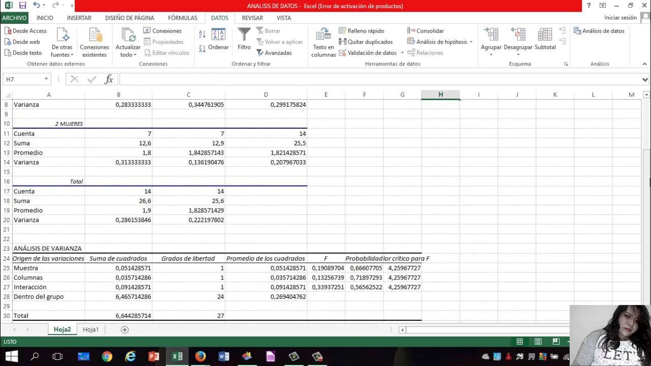 VIDEO 21. EXCEL ANÁLISIS DE VARIANZA DE DOS FACTORES CON VARIAS ...