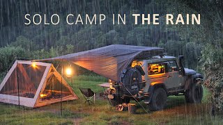 COSY SOLO Camping setup in the RAIN [ ASMR ]