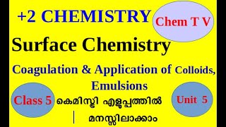 +2 Chemistry | Surface Chemistry | Coagulation and application of colloids, Emulsions | Class 5 |