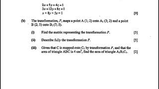 Transformations : finding the operator when given the object and the image (pure Mathematics ZIMSEC)