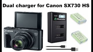 Dual charger w/batteries NB-13L for the Canon G7X, SX730, SX740