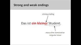 German adjectives with no endings, weak endings, and strong endings