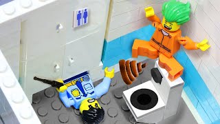 Prisoner Escapes Prison Through Toilet: Will Police Catch Him? - Lego Prison Break
