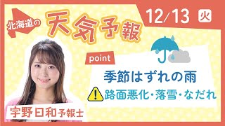 １３日の北海道の天気「季節はずれの雨　路面悪化、落雪、なだれに注意」