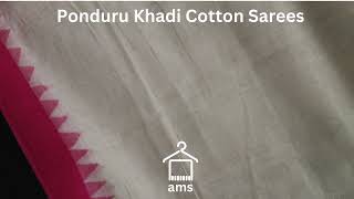 Andhimandharai Silks - Ponduru Khadi Sarees - White \u0026 Pink