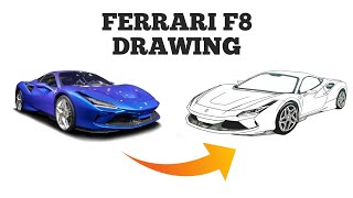 Ferrari F8 car drawing | how to draw ferrari car | ferrari f8 draw | draw by shadow art
