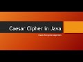 #Caesar #Cipher in #Java