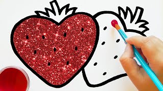 Easy Strawberry Drawing Painting For Kids - LEARNING VIDEOS -Art Channel for 2, 3, 4, 5, 6 Year Olds