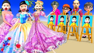 Scary Teacher 3D vs Squid Game Draw Lip and Choose Wedding Dress Doll Beautiful 5 Times Challenge