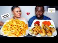 Saying hmm throughout the video mukprank on wife |french fries with pepper sauce and chicken mukbang