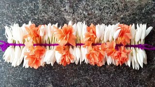 காக்கடா மல்லி, கனகாம்பரபூ கால் கட்டு கட்டுவது | Kakada with Fire Cracker Flower Tying for Beginners