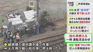 飛び散った火花が燃え移ったか…JR東海道線の線路沿いで枯草が燃える 豊橋-蒲郡間で一時運転見合わせ