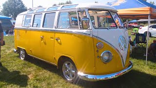 Yellow Volkswagen Bus | Classic Volkswagen Van | 1965 VW Transporter | Hippie Microbus Car Show Fun