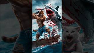 Shark Attack on Kitty family in Sea #cat #kittty #kitten #cartoon #kittysong  #aicat #shark #shorts