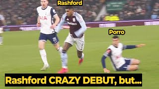 Rashford toying Pedro Porro in one-on-one duels as he DEBUT for Aston Villa against Tottenham