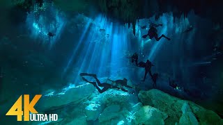 4K Cenotes Dive Relaxation  - Mexican Underwater Caves - Incredible Underwater W