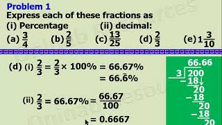 Fractions, Decimals and Percentages(Conversion)