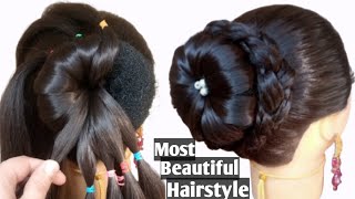 Very Easy Bun Hairstyle | New Stylish Braid Hairstyle For Girls | hair style girl | Easy Tutorial