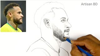 Sketches of Draw Jr Neymar | Neymar Pencil Drawing, Qatar World Cup 2022