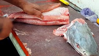 Catfish fillet cutting in fish shop | Keluthi meen cutting