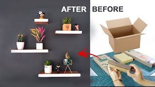 How to Make a Minimalist Wall Shelf from Recycled Cardboard | DIY Home Decor | upcycling 101
