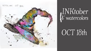 Inktober for beginners - ink ft. watercolors - witch hat