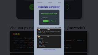 🔒 Build a Password Generator | HTML, CSS & JavaScript Tutorial | MZCode01 💻 #coding #css #shorts