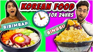 Eating KOREAN FOOD for 24 HOURS Challenge 😍 || Food Challenge by Foodie We ❤️