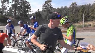 Ted King \u0026 Big Jens Voigt at Skratch Labs corner on Stage 6 of the 2014 Amgen Tour of California