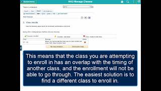Time Conflict Error - NAU Academic Advising