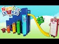 Numberblocks Slide down the Step Squad Headquarters!  Fun Video for Toddlers with Number Fun