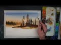 watercolor painting foggy landscape sunrise scene