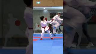 WKF Ushiro Geri jumping spinning back kick #wkfkarate #kumite