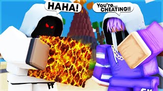I Secretly CHEATED Using The MAGMA BLOCK.. (Roblox Bedwars)