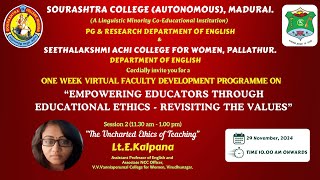 29-11-2024 Lt.E.Kalpana Assistant Professor of English, V.V.Vanniaperumal College for Women.